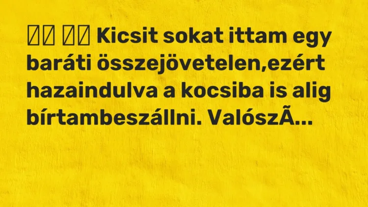 Vicc: Kicsit sokat ittam egy baráti összejövetelen,ezért…