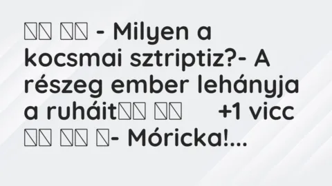 Vicc: 
		  
		  – Milyen a kocsmai sztriptiz?- A részeg ember lehányja …