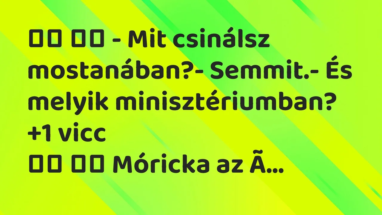 Vicc: 
		  
		  – Mit csinálsz mostanában?- Semmit.- És melyik…