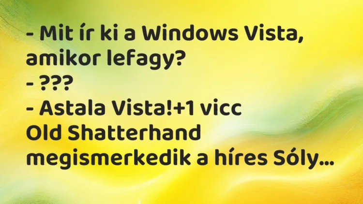 Vicc: – Mit ír ki a Windows Vista, amikor lefagy? – ??? – Astala Vista!