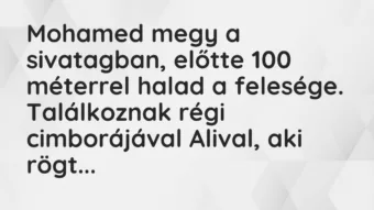 Vicc: Mohamed megy a sivatagban, előtte 100 méterrel halad a…