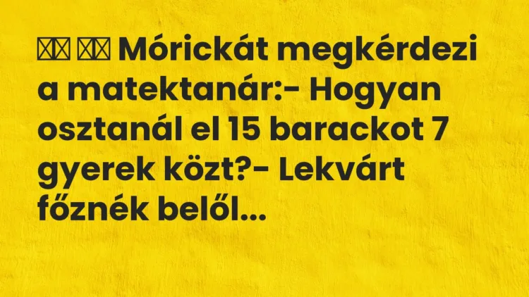 Vicc: Mórickát megkérdezi a matektanár:- Hogyan osztanál el… Vicc: Mórickát megkérdezi a matektanár:- Hogyan osztanál el…