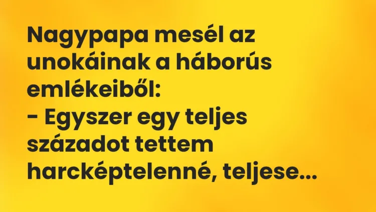 Vicc: Nagypapa mesél az unokáinak a háborús emlékeiből: – Egyszer egy teljes…