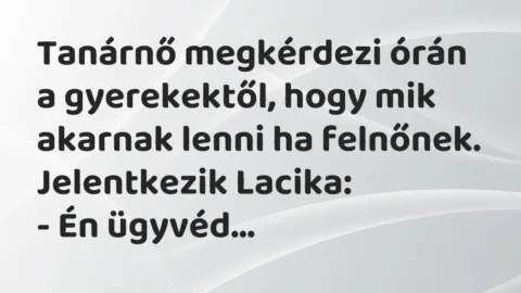 Vicc: Tanárnő megkérdezi órán a gyerekektől, hogy mik akarnak lenni ha felnőnek….