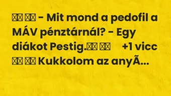 Viccek: – Mit mond a pedofil a MÁV pénztárnál? – Egy diákot…