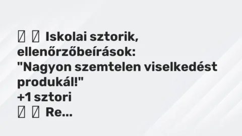 Vicces történet: 
	    	    Iskolai sztorik, ellenőrzőbeírások:


„Nagyon szemtelen…