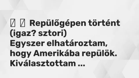 Vicces történet: 
	    	    Repülőgépen történt (igaz? sztori)


Egyszer elhatároztam, hogy …