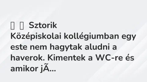 Vicces történet: 
	    	    Sztorik


Középiskolai kollégiumban egy este nem hagytak aludni …