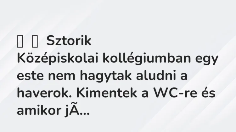 Vicces történet: Sztorik Középiskolai kollégiumban egy este nem hagytak aludni …