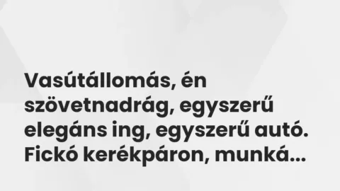 Vicces történet: 
	    	    


Vasútállomás, én szövetnadrág, egyszerű elegáns …