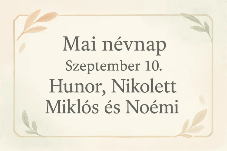Mai névnap – Szeptember 10.: Hunor, Nikolett, Miklós és Noémi