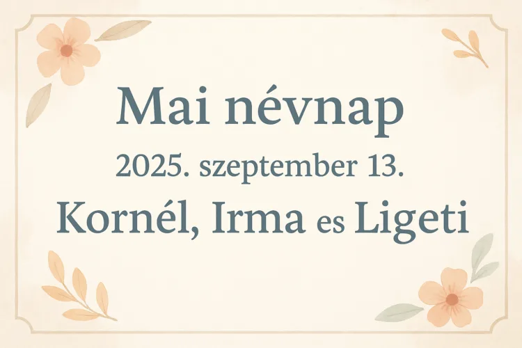 Mai névnap – Szeptember 13.: Kornél, Irma és Ligeti