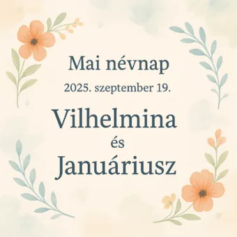 Mai névnap – Szeptember 19.: Vilhelmina és Januáriusz