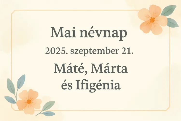 Mai névnap – Szeptember 21.: Máté, Márta és Ifigénia