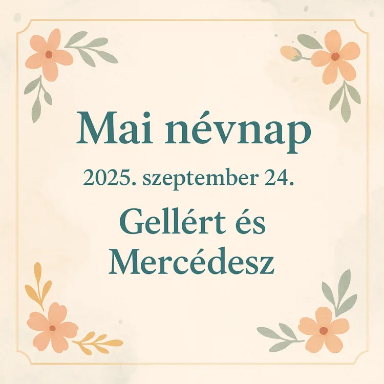 Mai névnap – Szeptember 24.: Gellért és Mercédesz