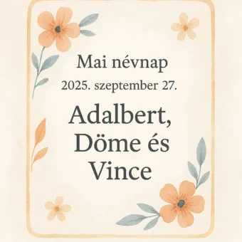 Mai névnap – Szeptember 27.: Adalbert, Döme és Vince