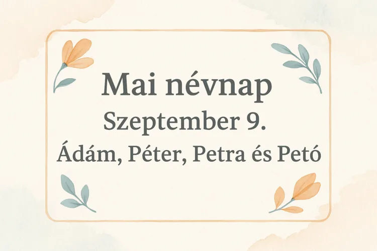Mai névnap – Szeptember 9.: Ádám, Péter, Petra és Pető