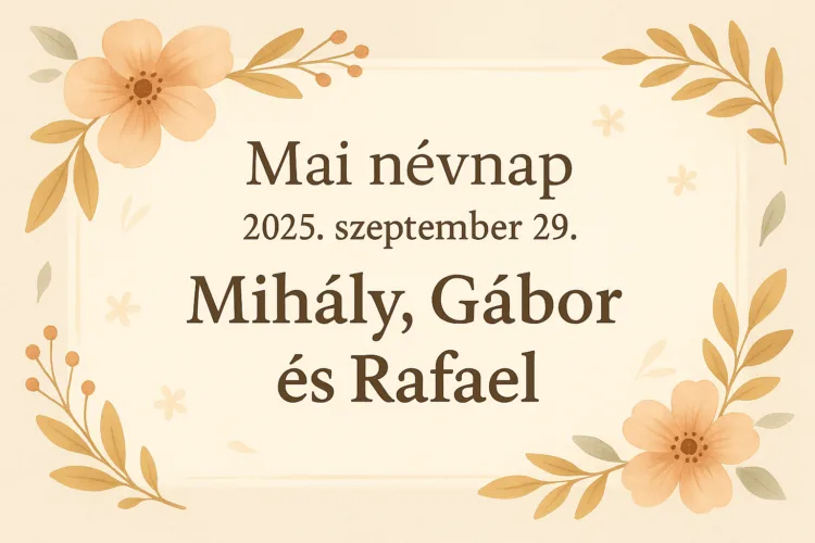 Mai névnap – szeptember 29. Mihály, Gábor és Rafael