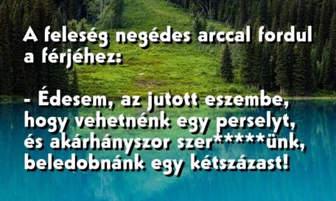 Vicc: A feleség negédes arccal fordul a férjéhez: Vehetnénk egy perselyt, és…