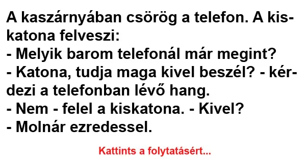 Vicc: A kaszárnyában csörög a telefon Vicc: A kaszárnyában csörög a telefon