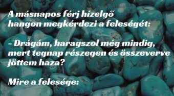 Vicc: A másnapos férj hízelgő hangon megkérdezi a feleségét: –