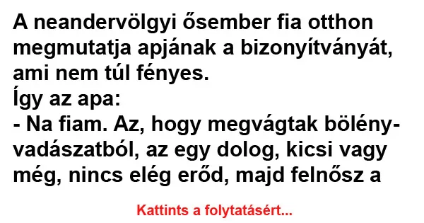 Vicc: A neandervölgyi ősember fia