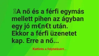 Vicc: A nő és a férfi egymás mellett pihen az ágyban