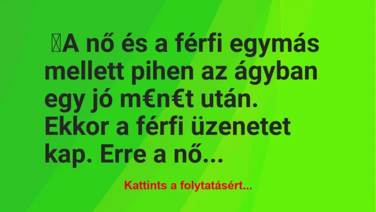 Vicc: A nő és a férfi egymás mellett pihen az ágyban
