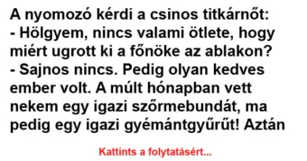 Vicc: A nyomozó kérdi a csinos titkárnőt