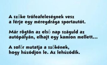 Vicc: A szőke trófeafeleségnek vesz a férje egy méregdrága sportautót. Másnap…
