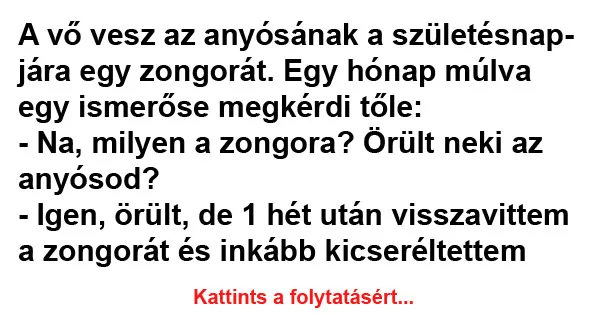 Vicc: A vő vesz az anyósának a születésnapjára egy zongorát