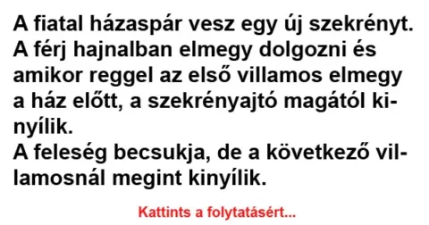 Vicc: Áll a szerelő meg a feleség a szekrényajtó előtt, Vicc: Áll a szerelő meg a feleség a szekrényajtó előtt, és amikor a villamos jön, az…