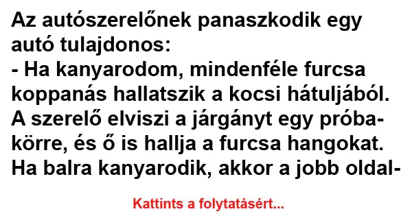 Vicc: Az autószerelőnek panaszkodik egy autó tulajdonos