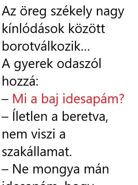 Vicc: Az öreg székely nagy kínlódások között borotválkozik…