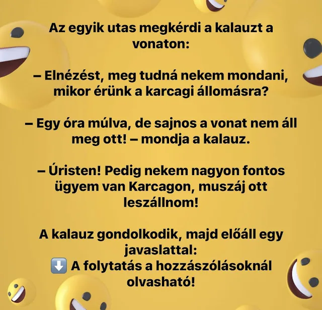 Vicc: Az utasok beszélgetnek a vonaton