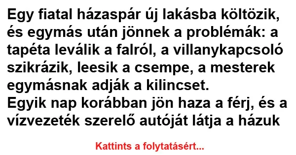Vicc: Egy fiatal házaspár új lakásba költözik