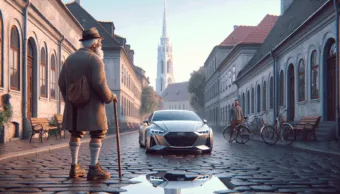 Vicc: Egy székely bácsi megy a városba, és lát egy gyönyörű, új autót.