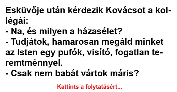 Vicc: Esküvője után kérdezik Kovácsot a kollégái