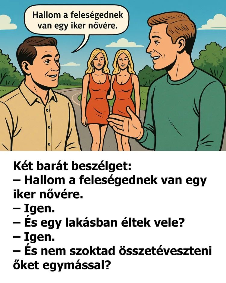 Vicc: Hallom a feleségednek van egy iker nővére.