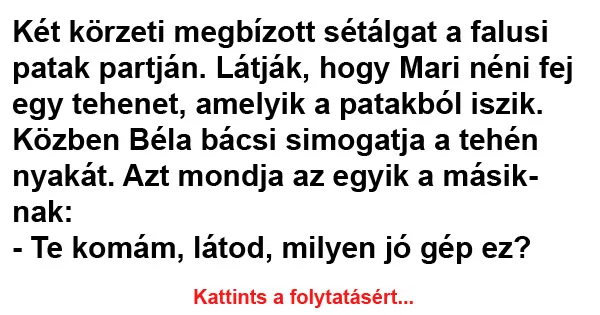 Vicc: Két körzeti megbízott sétálgat a falusi patak partján Vicc: Két körzeti megbízott sétálgat a falusi patak partján