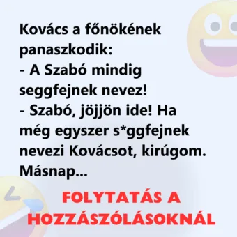 Vicc: Kovács a főnökének panaszkodik