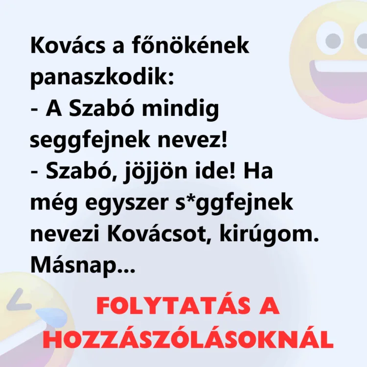 Vicc: Kovács a főnökének panaszkodik