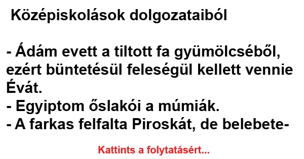 Vicc: Középiskolások dolgozataiból