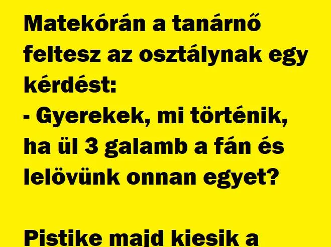 Vicc: Matekórán a tanárnő feltesz az osztálynak egy kérdést