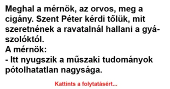 Vicc: Meghal a mérnök, az orvos, meg a cigány