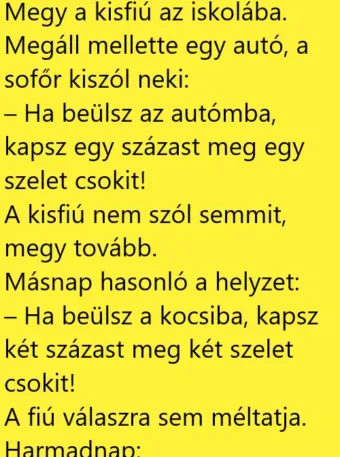 Vicc: Megy a kisfiú az iskolába