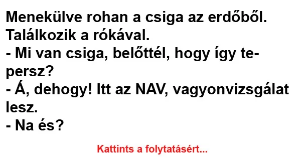 Vicc: Menekülve rohan a csiga az erdőből