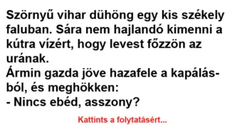 Vicc: Szörnyű vihar dühöng egy kis székely faluban