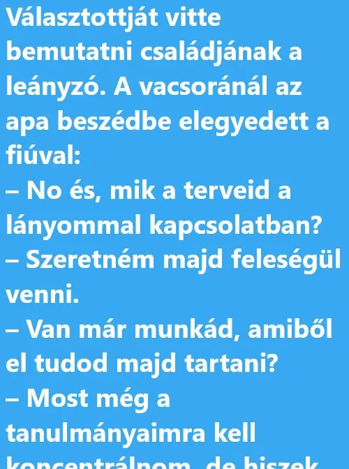 Vicc: Választottját vitte bemutatni családjának a leányzó Vicc: Választottját vitte bemutatni családjának a leányzó