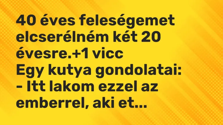 Vicc: 40 éves feleségemet elcserélném két 20 évesre.